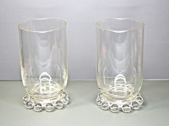 Imperial Glass Candlewick Water Goblets – Clear Beaded Base, Vintage 4¾» Pair