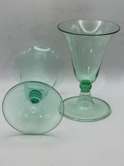 Set of 2 Mid Century Modern Green Cocktail Glasses Vintage Barware Kitchen Retro