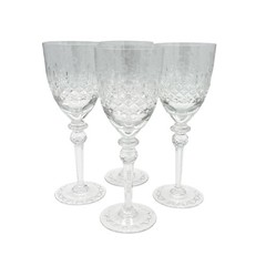 Rogaska Gallia Water Goblet Glass Crystal Floral Design 9 1/4in 4Pc Set