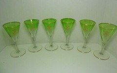 Set of 6 Antique Signed Moser Bohemian Stemmed Wine Glasses Circa 1895 – 1918