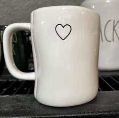 Rae Dunn Valentin’s Heart Mug White Double Sided Red Inside