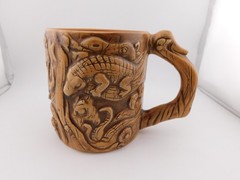 Disney Parks Animal Kingdom Mug 3D Tree of Life Carved Wood Jungle Animal Coffee