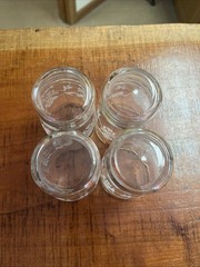 Set Of (4) Vintage Macbeth Evans Coralene Pattern Glass Tumblers W/Metallic Trim