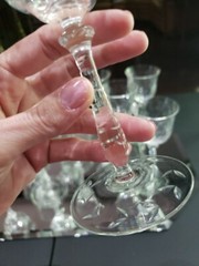 (11) Wine Goblets Glasses 6″ Elegant crystal Rock Sharpe? floral swag dots arch
