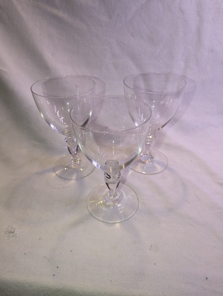 (3) VAL ST. LAMBERT Concerto State Plain Crystal Goblet ~6 3/4” Signed VSL