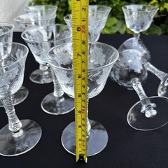 VTG Etched Crystal Champagne Coupe Glasses Set Of 11 Floral Cut Stemware Rock