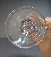 Vintage Pressed Glass Cordial Simple Georgian Cut Stem Style Six Sided Clear
