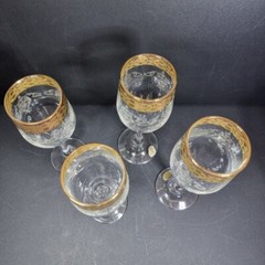 Bernini 24KT Crystal Stemware Hand Decorated Italy Set Of 4 flutes
