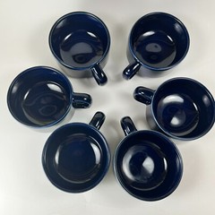 Vintage Pfaltzgraff Cups Mugs Bowls Cobalt Blue Ceramic 9 oz #100 Lot of 6