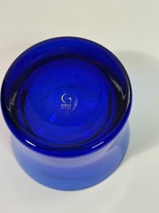 Gorgeous Designs Brand Art Glass 3.5 Inch Cobalt Blue Glass Candle Holder Round