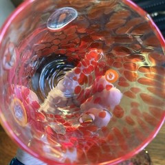 3 HAND BLOWN Murano Style Tumbler Glasses Contemporary Millefiori Design