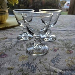 Libbey Interlude Clove Stem Spiral Cut Liquor Cocktail Glasses 4″ Set of 3 RARE