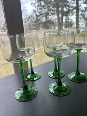 Vintage Cristal d’Arques 5 Wine Emerald Green Stems Made In France MCM Retro