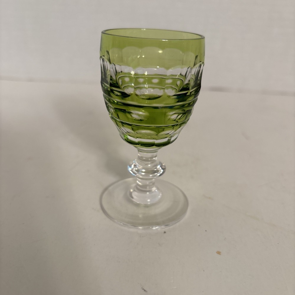 1 Cut to Clear Crysta 3″ Lime Green. Small Liquor /Cordial Glass