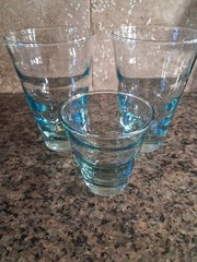 2 Pc Libbey Ripple Aqua Cooler Highball Glasses Set Vintage Saturn Optic MCM Lot