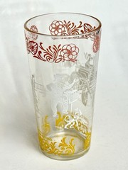 Vintage Hazel Atlas Americana Series Set of 4 5.75” Tumblers Horseless Carriage