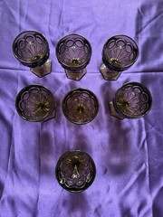 Vintage Fostoria Moonstone Champagne Tall Sherbet Goblets Taupe Brown Glassware
