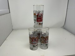 Set of 4 Libbey Vintage Christmas Winter Village Snow 16 oz Drinking Glasses