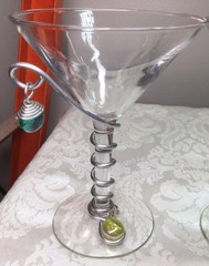 Vintage Original DARY REES martini glass Set (4) silver wire, multi-color beads