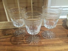 3 Seneca Gold Brocade #960 Stem #1438 Laurel Iced Tea footed Goblets IMPERFECT