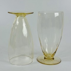 Heisey Old Dominion Sahara 6” Iced Tea Glasses Set of 2 Topaz Antique