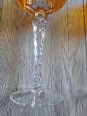2 Nachtmann Traube Amber Cut To Clear Crystal Hock Wine Glasses 8″