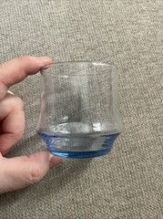 Rocks Juice Glass Blue Dusty Periwinkle Glass 3.25” Approx Vtg Lowball Barware