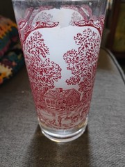 Tumbler Glass For Royal Ironstone Red Transferware Memory Lane