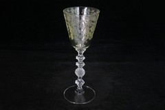 CAMBRIDGE GLASS CLEAR # 3122 STEM 1 OZ. DIANE ETCH CORDIAL GOLD KRYSTOL BOWL