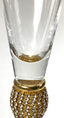 Champagne Flutes With Sparkling Gemstone Decoration Over Gold Set of 2-11″ Tall