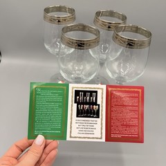 Cristalleria Fratelli Fumo Italian Crystal Goblets Gold Rim Set of 4 w Box