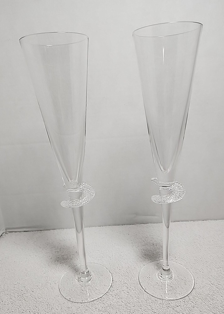 Unmarked Crystal Champagne Glass Flute Wedding Anniversary 11″