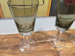 Set of (4) DENBY drama ? smokey green grey Crystal Glassware, 8»
