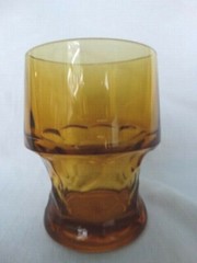 Libbey or Anchor Hocking Amber Glass Georgian 9oz Flat Tumbler Good Used Cond.