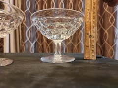 Pair of 2 Vintage Fostoria American Cubist Clear Glass Dessert Cups, 4 oz
