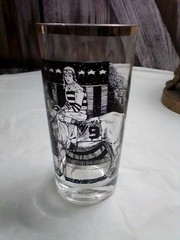 Vintage Highball Glass , 22k Gold Trim, Horse Racing