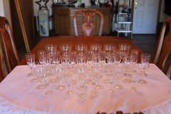 Fostoria Etched Depression Crystal Clear Goblet Glassware 39 Pieces Leaf Pattern
