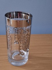 VTG Set Of 2 Kimiko Guardian Shield Crest Barware Glasses Highball Silver