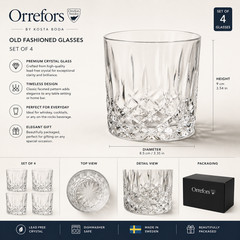 Orrefors Crystal Old Fashioned Glasses – Set of 4 | New in Box