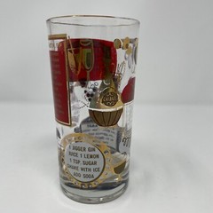 VINTAGE Hazel Atlas MCM High Ball Drink Recipe Glass 22 Karat Gold Barware Red
