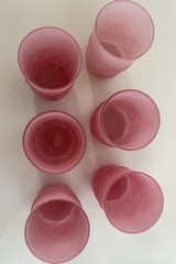 EAPG Set of 6 Tumblers Pink Consolidated Lamp & Glass Co. Florette Pattern