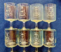1970’s DUBUQUE Clear CRYSTAL STEMMED GLASSES Set of 8 – NJ NC CT GA NH NY MD RI