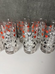 Vintage Mid-Century Federal Glass Merry Maker Trump Tree 8 Piece Beverage Set