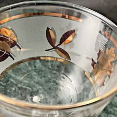 Vtg MCM Libby Gold Leaf Frosted Cordial Goblet Bar Glass 4″ x 2 3/4″ Priced Each