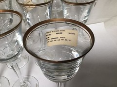 Vintage Set of 13 Mikasa Gilded Edge Crystal Goblet Wine Glass Clear Barware