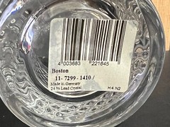 1 Villeroy & Boch Boston Clear Old Fashioned Glass- Germany- New with tags