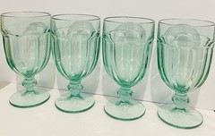 Vtg Libbey Gibraltar Duratuff Spanish Green Icetea Goblets Glasses Set Of 4, 7”