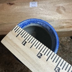Vintage Studio Art Pottery Glazed Stoneware Goblet 9.5 Inch Signed Blue 12oz