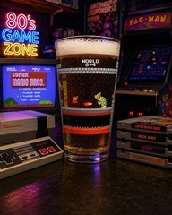 Official Nintendo Super Mario Bros World 8-4 16oz Pint Beer Glass Bowser NES