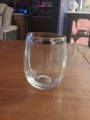 Libby Dorothy Thorpe Style SILVER Platinum Rim ROLY POLY stemlessGlass